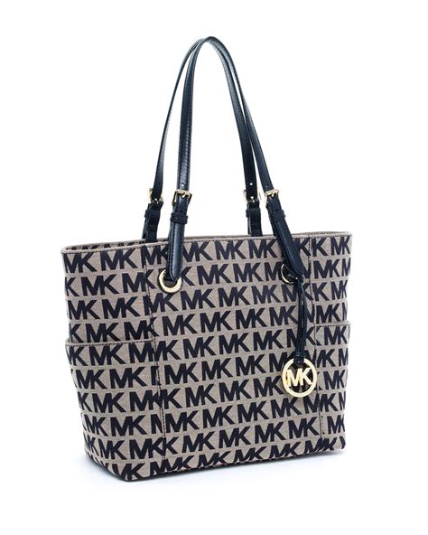 michael kors black and white pattern|Michael Kors large tote black.